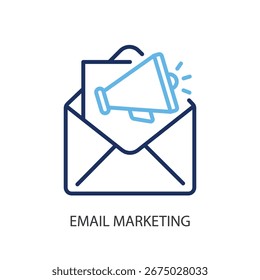 Iconos de vectores de línea delgada de marketing por correo electrónico.