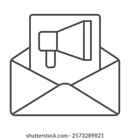Email marketing thinline icon, editable vector icon, pixel perfect, illustrator ai file 