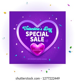 Email Marketing vector closeout holiday illustration. Love Banner card design. Valentine's special sale background