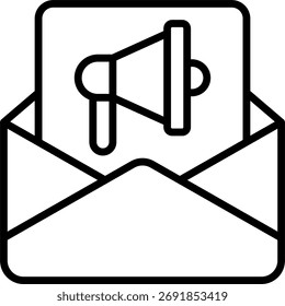 Diseño de Vector de marketing por correo electrónico, concepto de campaña digital y comunicación, ilustración de boletín y promoción. Icono de línea