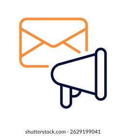 Email Marketing Vector Icon for Campaign Strategy and Newsletter. Promotional email design, digital marketing and message delivery. Line Duo Tone Icon