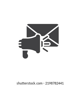 Email marketing vector icon. filled flat sign for mobile concept and web design. Envelope and megaphone glyph icon. Symbol, logo illustration. Vector graphics