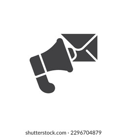 Email marketing vector icon. filled flat sign for mobile concept and web design. Envelope mail and megaphone glyph icon. Symbol, logo illustration. Vector graphics