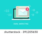 Email marketing vector illustration concept, laptop computer email with browser window, internet digital letter, communication, flat cartoon banner element design isolated on blue background