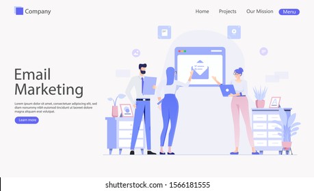 Email Marketing Vector Illustration Concept , Suitable for web landing page, ui, mobile app, editorial design, flyer, banner, and other related occasion
