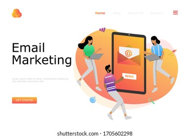 Concepto de ilustraciones de vectores de marketing por correo electrónico, adecuado para página de inicio web, ui, aplicación móvil, diseño editorial, volante, banner y otras ocasiones relacionadas