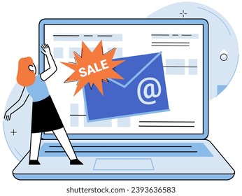 Email marketing vector illustration. The email marketing concept emphasizes importance personalized and targeted strategies Technology plays vital role in automating and optimizing email marketing