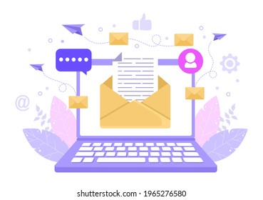 Email Marketing Vector Illustration For Design Digital, Campaign, Web Page, Business Presentation, Or Mobile Social Network 