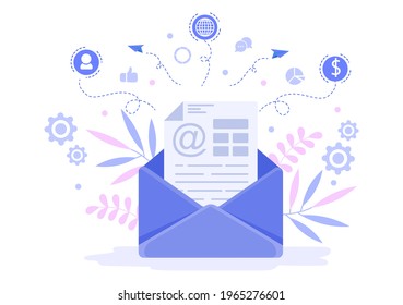 Email Marketing Vector Illustration For Design Digital, Campaign, Web Page, Business Presentation, Or Mobile Social Network 