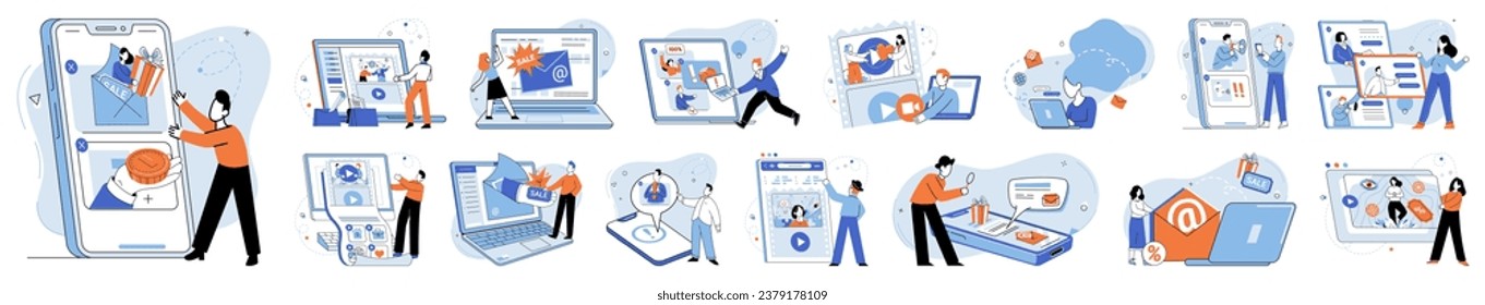 Email marketing vector illustration. Effective advertising campaigns drive commercial success in digital landscape Occupations in email marketing require deep understanding consumer behavior