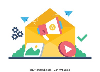 Email marketing vector illustration. Marketing mail vector illustration.