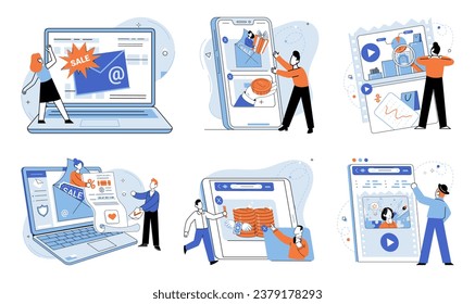Email marketing vector illustration. The mail delivery system is crucial component successful email marketing Achieving high open rates and click through rates is key metric in email marketing