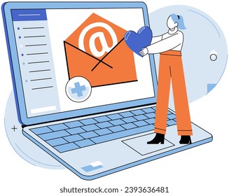 Ilustración vectorial de email marketing. El éxito en el marketing por correo electrónico depende de una comunicación efectiva y de la creación de relaciones El concepto de email marketing enfatiza la importancia personalizada y dirigida