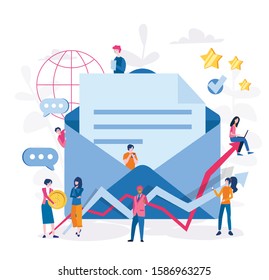E-mail marketing. Vector illustration for web banner, infographics, mobile. Email inbox electronic communication. , marketing research.