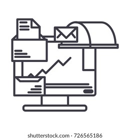 email marketing vector line icon, sign, illustration on background, editable strokes