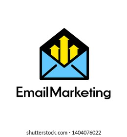 Email marketing vector logo template. Design with envelope and graph symbol. Suitable for startup and business. Can be used for metrics, shopping, sale.