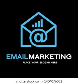 Email marketing vector logo template. Design with envelope and graph symbol. Suitable for startup and business. Can be used for metrics, shopping, sale.