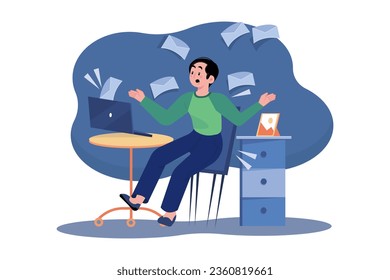 Email Marketing. A young man receives many emails.