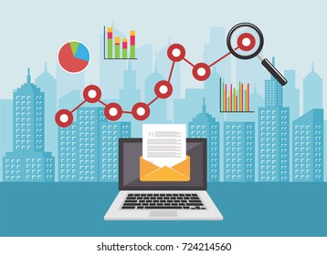 Email marketing.Revenue growth analysis concept
