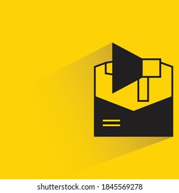 email and megaphone for email marketing concept with shadow on yellow background