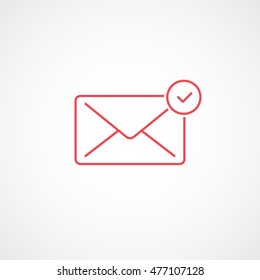 Email Message Add Done Red Line Icon On White Background