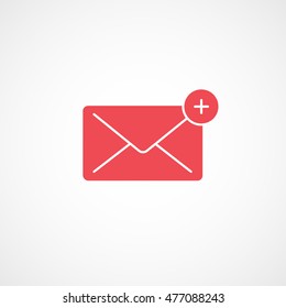 Email Message Add Plus Red Flat Icon On White Background