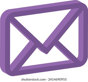 Icono de cuadro de mensaje de correo electrónico, vector 3d de tonos púrpuros, botón de mensaje, correo electrónico