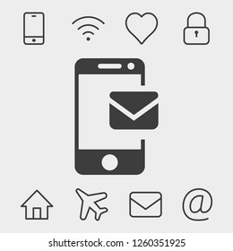 Email message by mobile phone vector icon