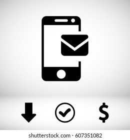 Email message by mobile phone vector icon