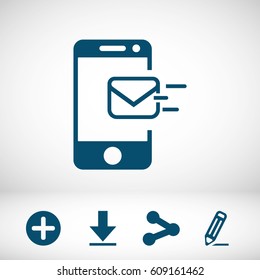 Email message by mobile phone vector icon