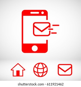 Email message by mobile phone vector icon