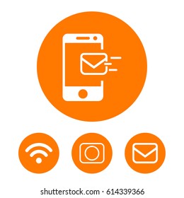 Email message by mobile phone vector icon