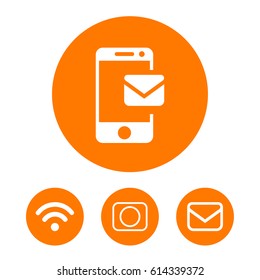 Email message by mobile phone vector icon