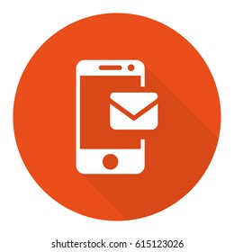 Email message by mobile phone vector icon