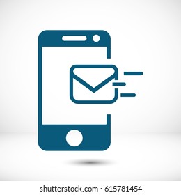 Email message by mobile phone vector icon