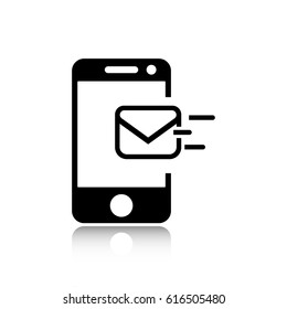 Email message by mobile phone vector icon