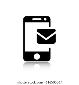 Email message by mobile phone vector icon