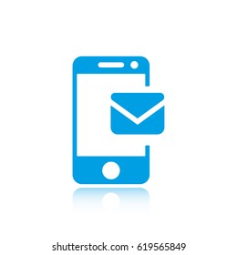 Email message by mobile phone vector icon