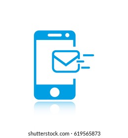 Email message by mobile phone vector icon