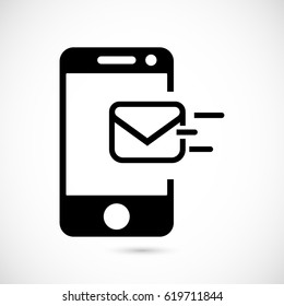 Email message by mobile phone vector icon