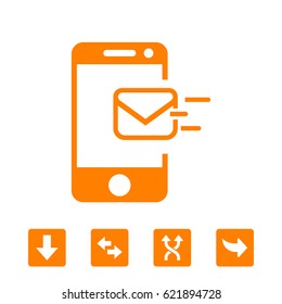 Email message by mobile phone vector icon