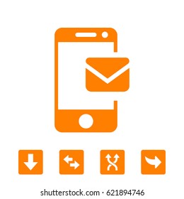 Email message by mobile phone vector icon