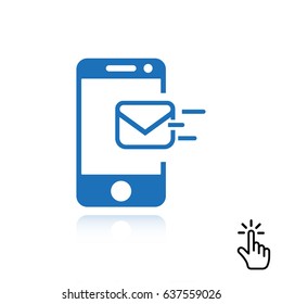 Email message by mobile phone vector icon