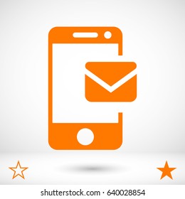 Email message by mobile phone vector icon