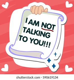 Email message concept. New, incoming message, sms. Hand holding envelope, letter. Delivery of messages, sms. Mail notification, sending messages. I am not talking to you. Coming messages