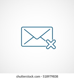 Email Message Delete Remove Blue Line Icon On White Background