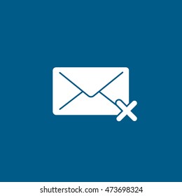 Email Message Delete Remove Flat Icon On Blue Background