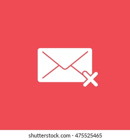 Email Message Delete Remove Flat Icon On Red Background
