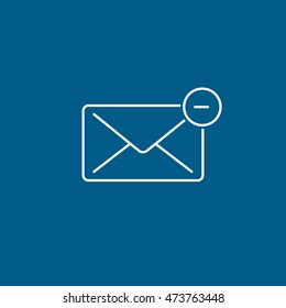 Email Message Delete Remove Line Icon On Blue Background