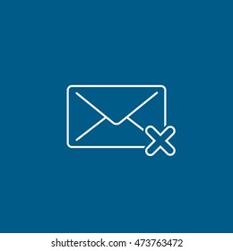 Email Message Delete Remove Line Icon On Blue Background